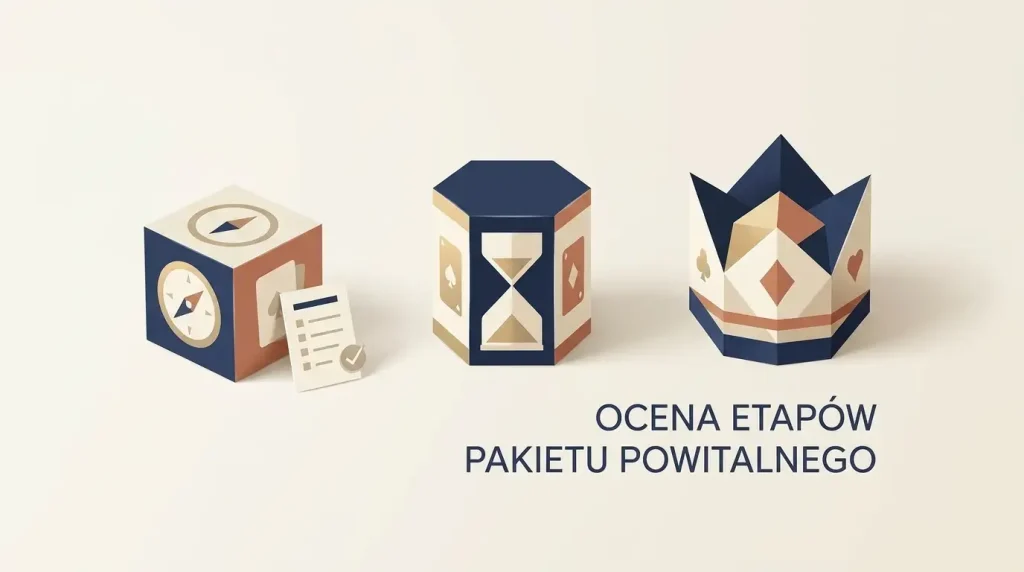 Ilustracja przedstawiająca kolejne etapy pakietu bonusowego i warunki do sprawdzenia