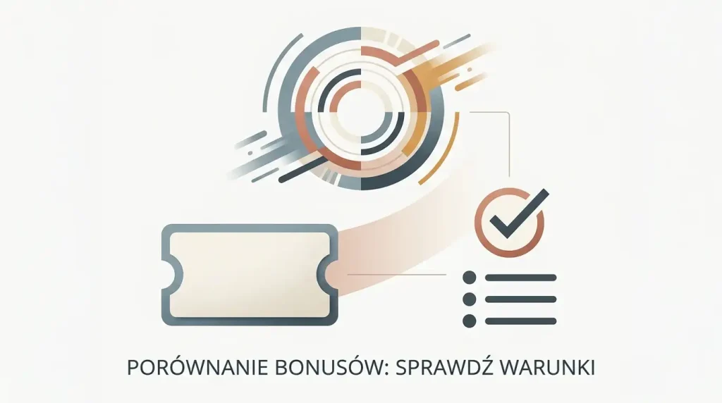 Ilustracja symbolizująca darmowe spiny, kod promocyjny i listę warunków do sprawdzenia